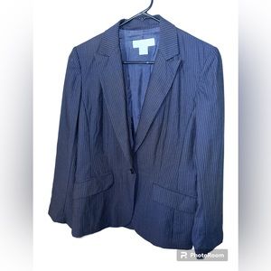 Brooks Brothers Blazer Size 2 Navy Blue with Small white Stripes